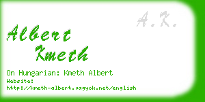 albert kmeth business card